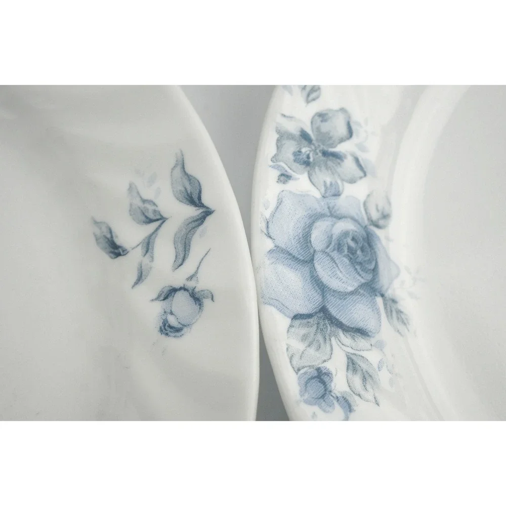 Corelle Dinner Plates 10.25in Blue Velvet Rose Floral Set of 10 Good